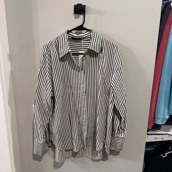 Mango striped button down blouse - Picture 4 of 5